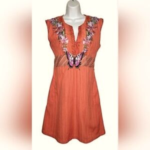 Embroidered Orange Women's Tunic